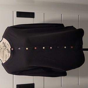 Black T-shirt With Multicolored Front Buttons